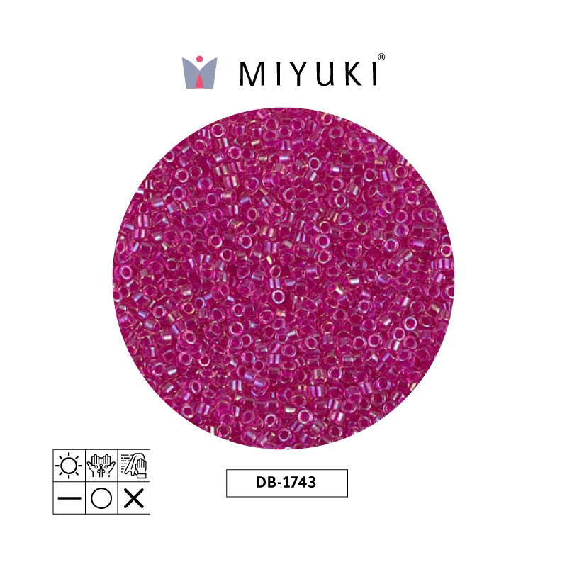 Miyuki delica 11/0 DB1743 hot rosado forrado cristal AB x 50g