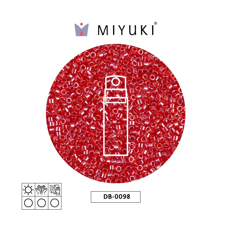Miyuki delica 11/0 DB0098 transparente claro rojo lusterr x 10g