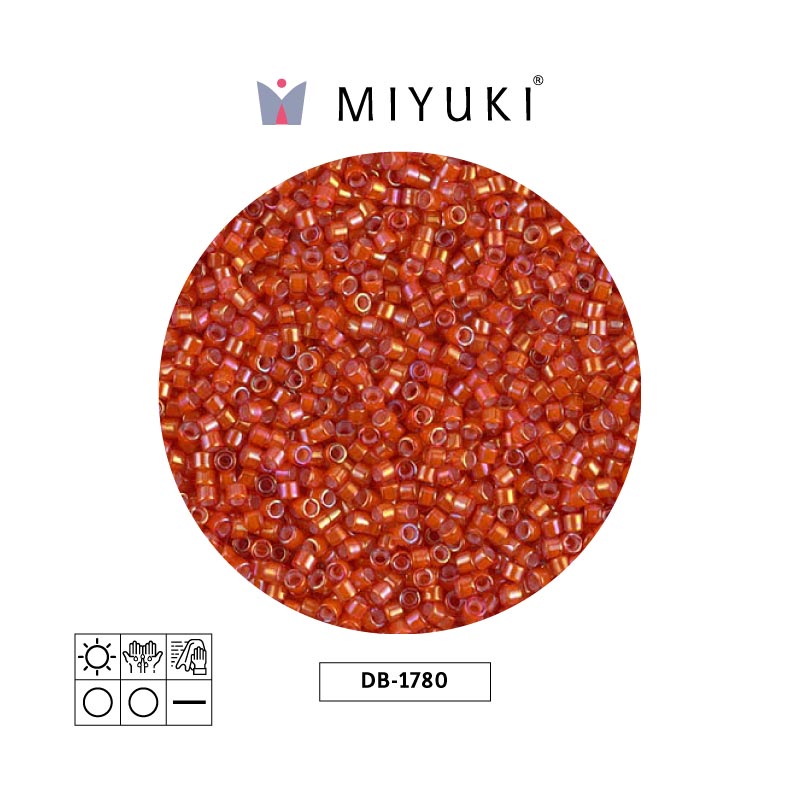 Miyuki delica 11/0 DB1780 forrado flame rojo AB x 50g