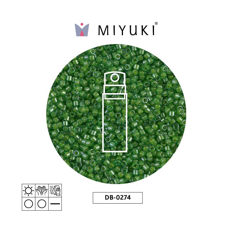 Miyuki delica 11/0 DB0274 forrado verde lusterr x 10g