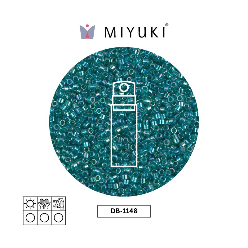 Miyuki delica 11/0 DB1248 transparente caribbean azul verdoso AB x 10g
