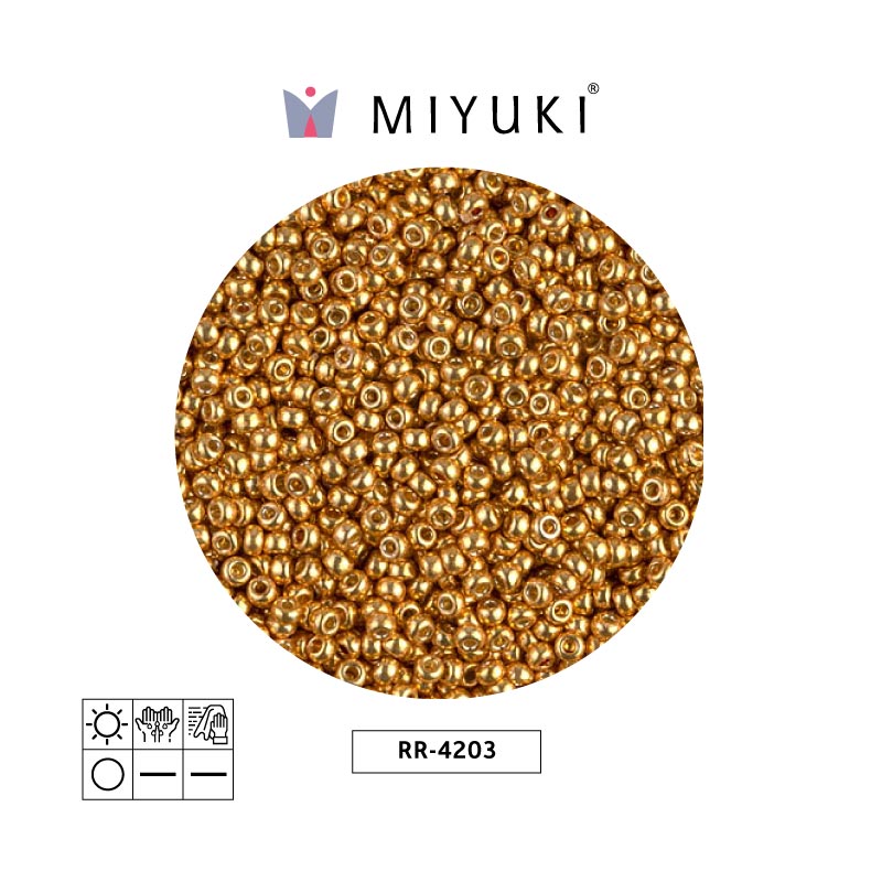 Mostacilla Miyuki rocalla 11/0 RR4203 galvanizado amarillo dorado x 250gr