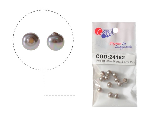 [24162] Perla sintetica redonda 6mm 1H gray AB A-77 x 12unds
