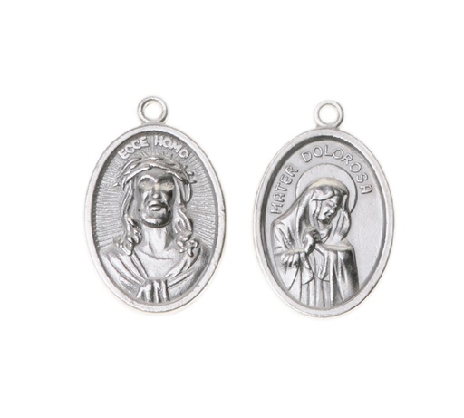 [24495] Medalla Jesucristo Ecce Homo y Virgen Dolorosa 384-1 24x16mm/NQ x 10unds