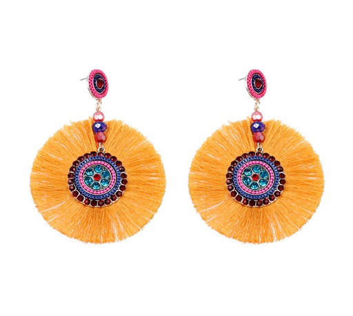 Aretes borla N.13 mostaza x par