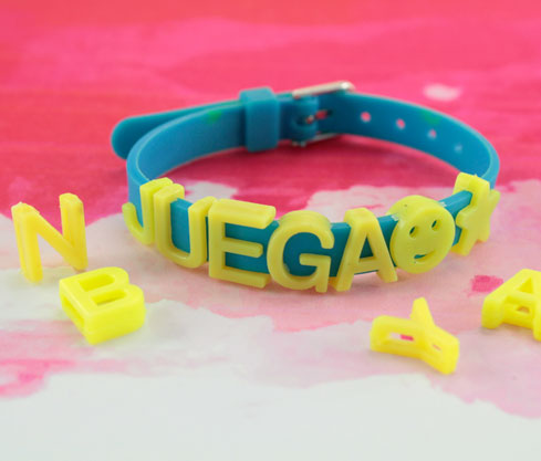 [25272] Pulsera mix colores fluorecente +abc x docena