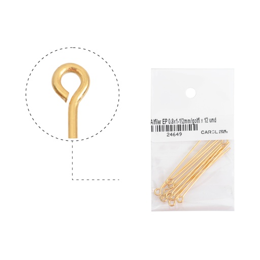 Alfiler eye pin 0.8x1-1/2mm/Golfi x 12und