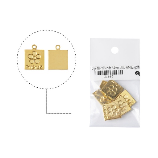 [31663] Dije flor friends 14mm AAJ-04482/rodio x 6 und