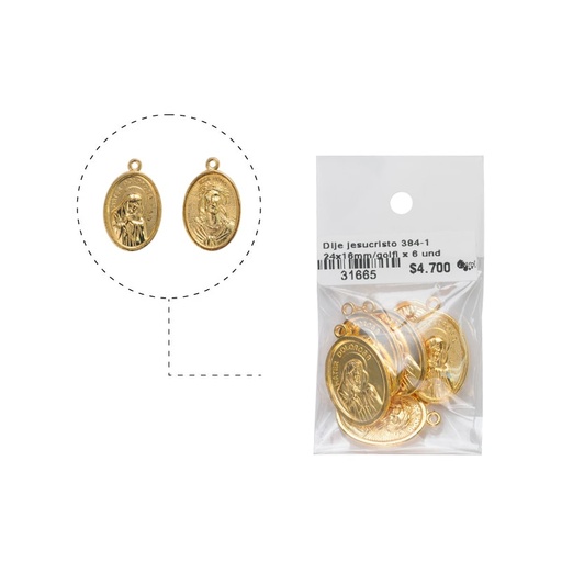 [31665] Medalla Jesucristo Ecce Homo y Virgen Dolorosa 384-1 24x16mm/golfi x 6 und