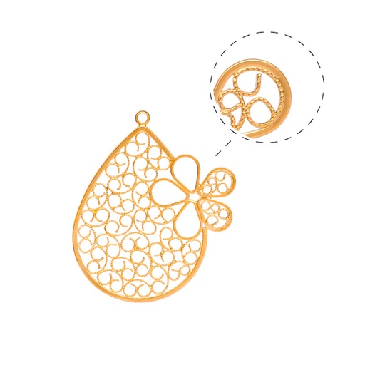 [31927] Filigrana gota flor 30x35mm/rodio x par