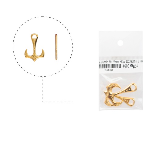 [24120] Herraje ancla 31x22mm XKW-362/rodio x 2 unds