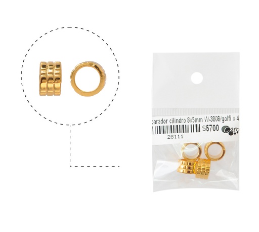 [28111] Separador cilinduo 8x5mm W-3808/rodio x 4 und