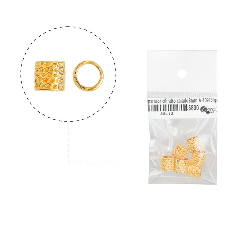 [28112] Separador cilinduo calado 8mm A-10973/rodio x 6 und