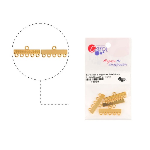 [14059] Terminal 5 argollas 24x10mm B-24357/rodio x 4 und