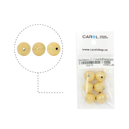 [32279] Bola rodio texturizasa ST-1/12mm x 6unds