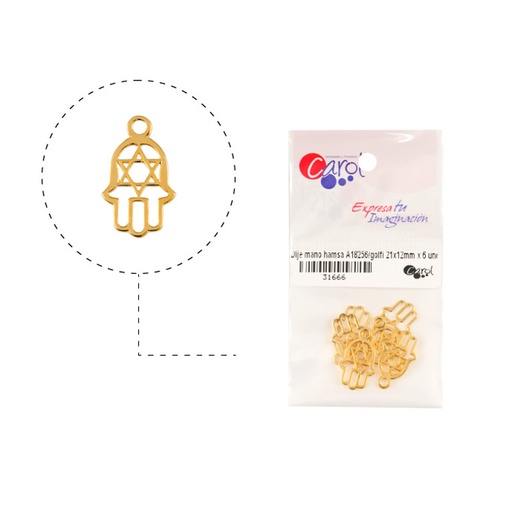 [31666] Dije mano hamsa A18256/rodio 21x12mm x 6 und