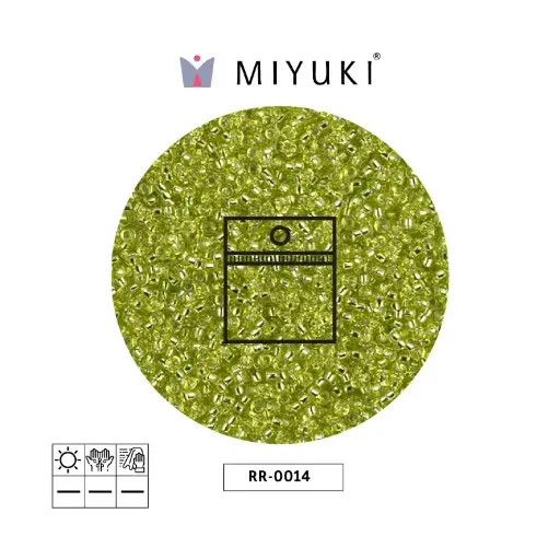 [18655] Mostacilla Miyuki rocalla 15/0 RR0014 plateado forrado cartreuse x 25g