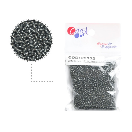 Mostacilla china 11/0-2.00-2.5mm gris metalizado x 50g
