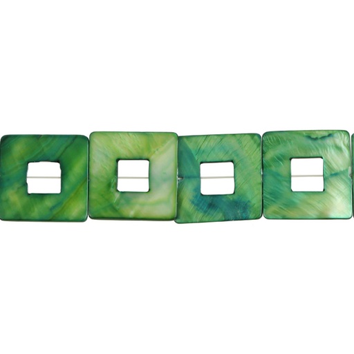 Sarta Madre perla cuadrado verde 30mm x 13unds