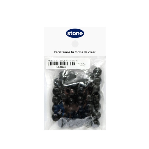 Perla sintetica redonda 10mm jet A-70 x 50unds