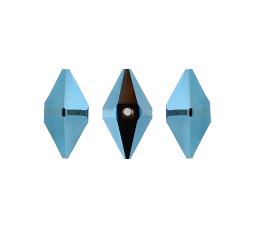 [19652] 5747 swarovski double spike  metallic blue 2X 12x6mm double spike x und