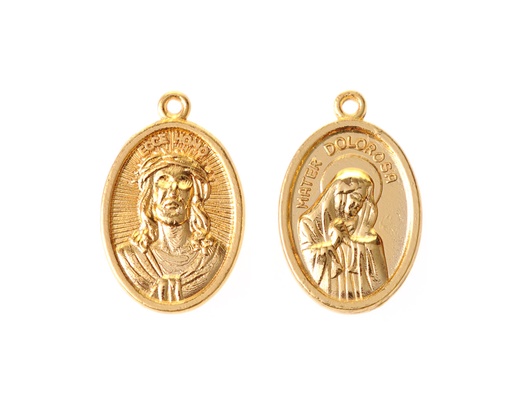 [11277] Medalla Jesucristo Ecce Homo y Virgen Dolorosa 384-1 24x16mm/golfi x und