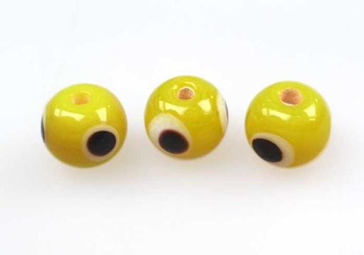 [12511] Vidrio hindú 8mm redondo GLO 3/024 ojo amarillo u