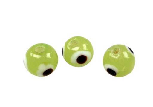[18091] Vidrio hindú 6mm redondo GLO 3/66 ojo verde oliv x und