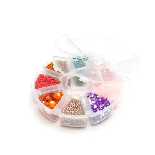 [31134] Organizador redondo 8 compartimentos con tapa Stone JT-015 10.7cm x und