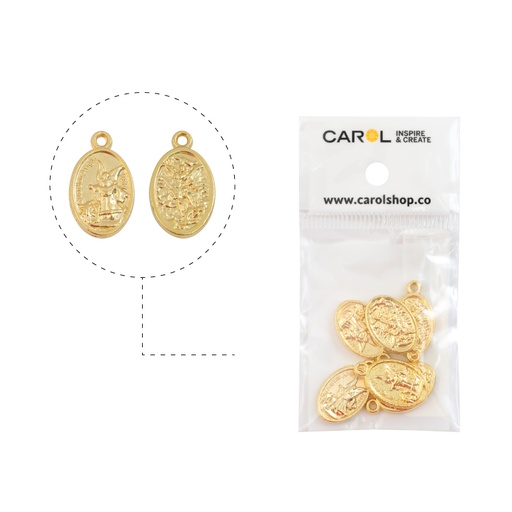 [18739] Medalla arcangel miguel y angel de la guarda 086 16x12mm/Golfi x 6unds
