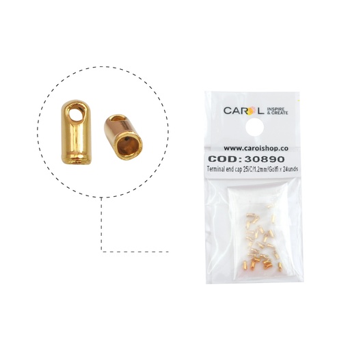 [30890] Terminal end cap 25/C/1.2mm/rodio x 24unds