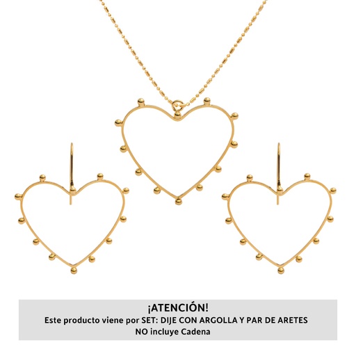 [30652] Marco corazon aretes y dije 31x28mm/rodio x set
