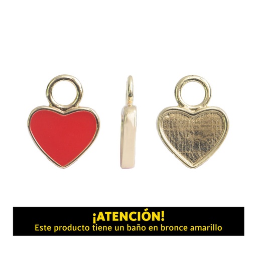 [20751] Dije corazon argolla 15 x 12mm B/A rojo x par