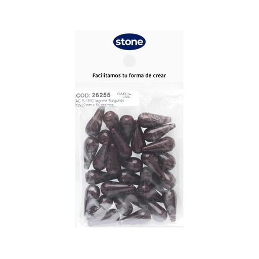 [26255] Acrilico S-1882 lagrima Burgundy 12x27mm x 50g(Aprox 28und)
