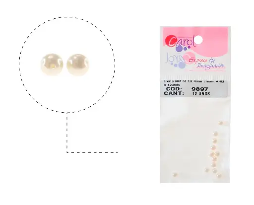 Perla sintetica redonda 1H 4mm cream A-02 x 12unds