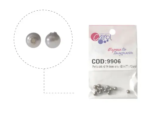 Perla sintetica redonda 1H 4mm gray AB A-77 x 12unds