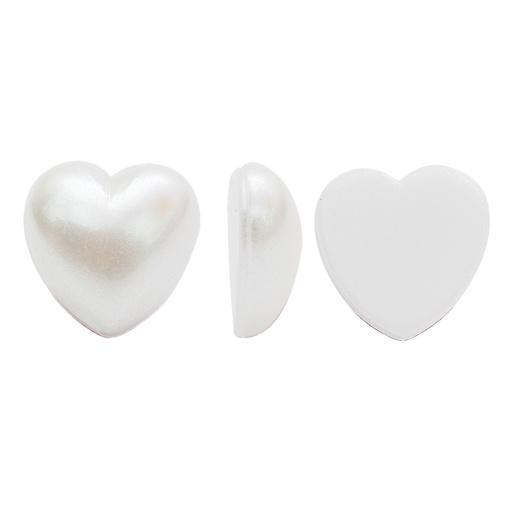 [02047] Acrilico K1057 corazon plano 10mm white pearl J1 X unidad