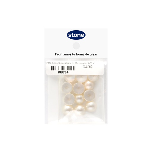 [06694] Media perla sintetica base plana 1H 10mm cream A-03 x 12unds