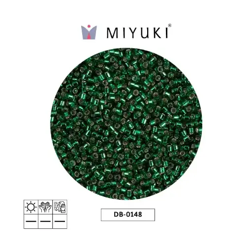 [07019] Miyuki delica 11/0 DB0148 plateado forrado verde x 50g