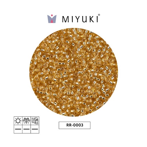 Mostacilla Miyuki rocalla 11/0 RR0003 plateado forrado dorado x 250g