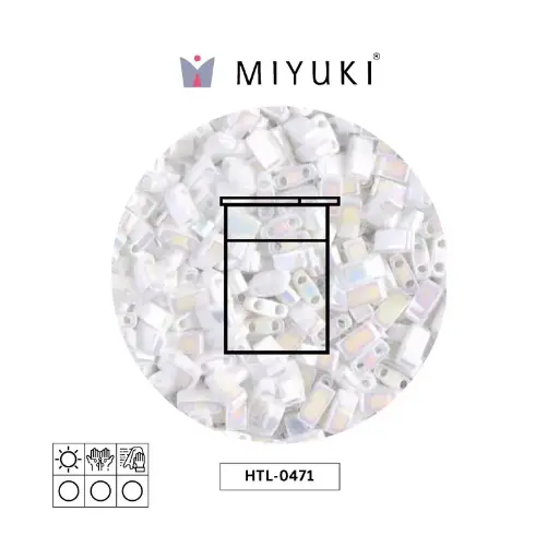 [05048] Miyuki half tila 5x2.3x1.9mm HTL0471 blanco perla AB x 10G