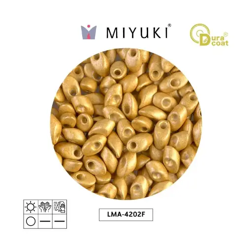 Miyuki long magatama 4x7mm LMA4202F galvanized matte gold duracoat x 250g