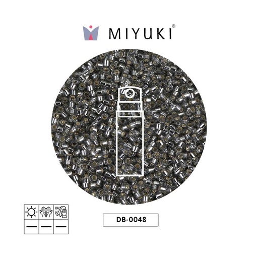 [01822] Miyuki delica 11/0 DB0048 plateado forrado gris x 10g