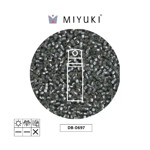 [01978] Miyuki delica 11/0 DB0697 mate plateado lined x 10g