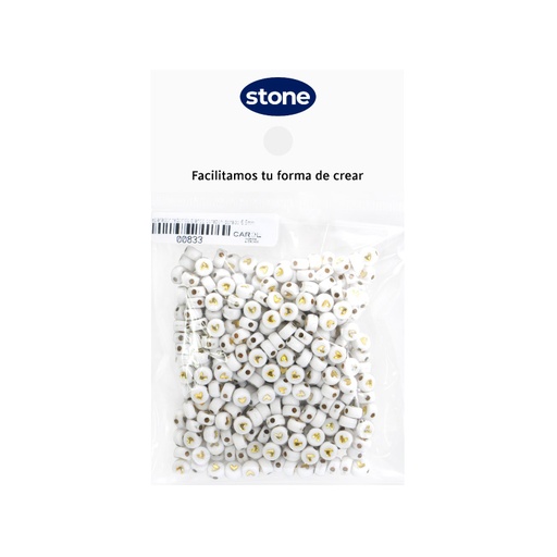 [00833] Acrilico separador corazon blanco dorado 6.5mm x 50g