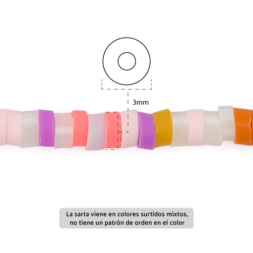 [06111] Sarta fimo disco 3mm 3-7 color mix x 39cm