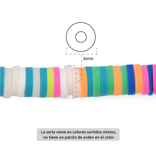 [06422] Sarta fimo disco 6mm 28 color mix x 39cm