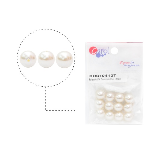 Perla sintetica redonda 1H 12mm cream CX-03 x 12unds