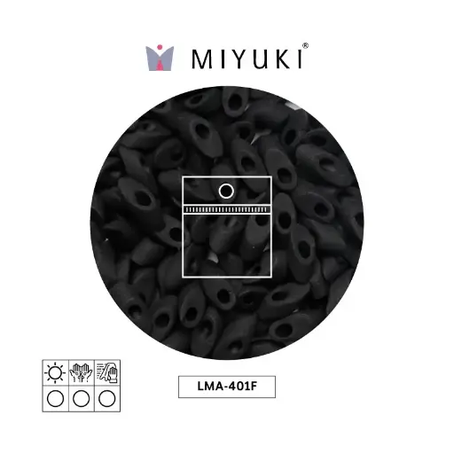 Miyuki long magatama 4x7mm LMA0401F opaco mate negro x 25g