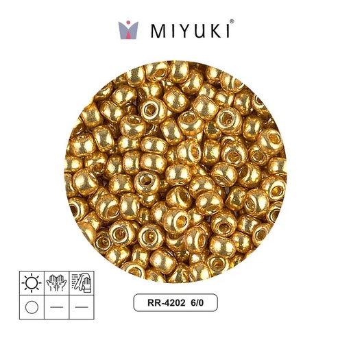 [06757] Mostacilla Miyuki rocalla 6/0 RR4202 galvanizado dorado Duracoat x 250g